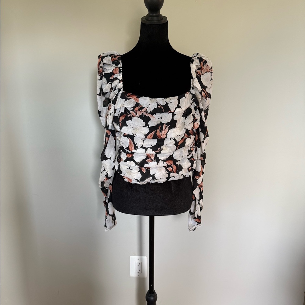 Abercrombie & Fitch Floral Blouse - Black, White, and Pink